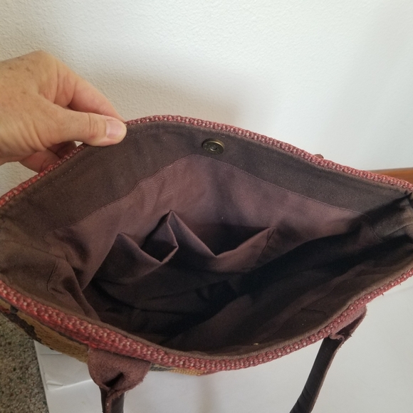 Kilim style jute bag with leather handles no brand - Picture 5 of 11